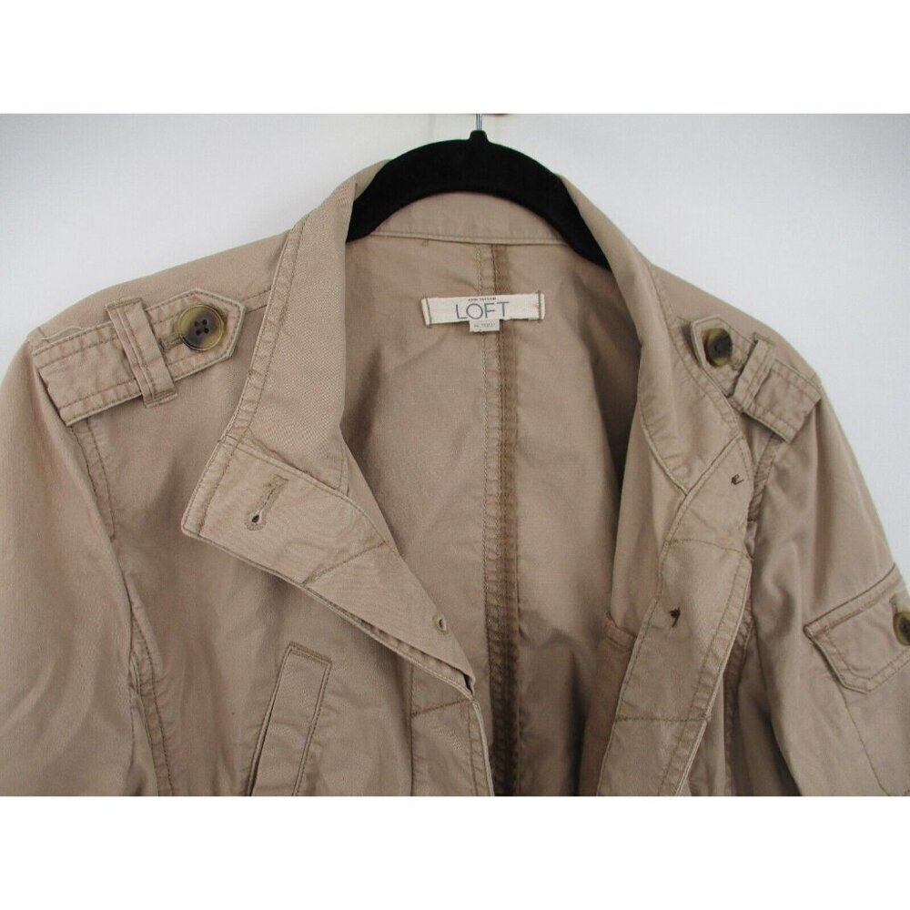 Loft Womens Jacket Medium Button Front Cargo Tan … - image 5